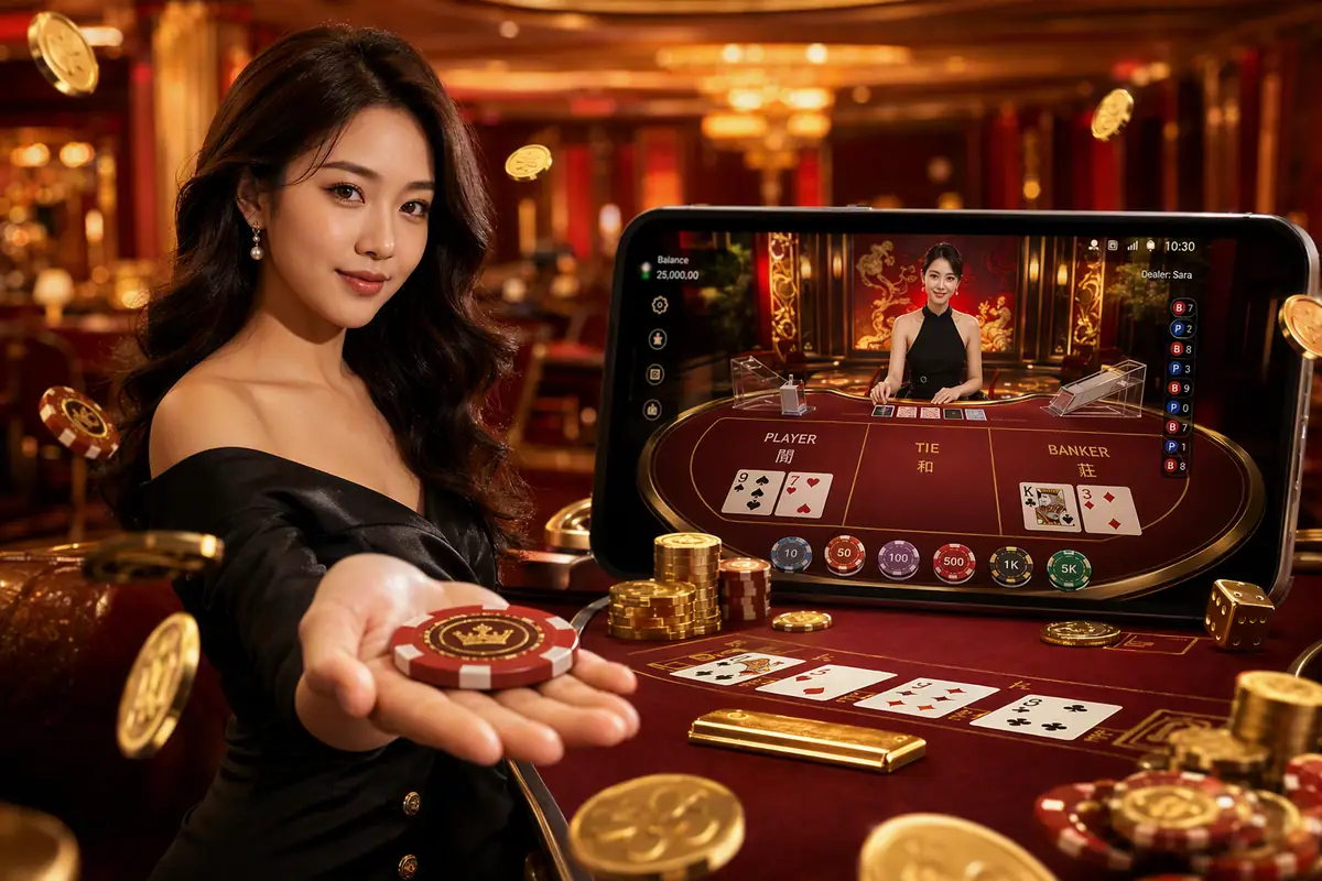 w1win Casino meja baccarat dealer sebenar